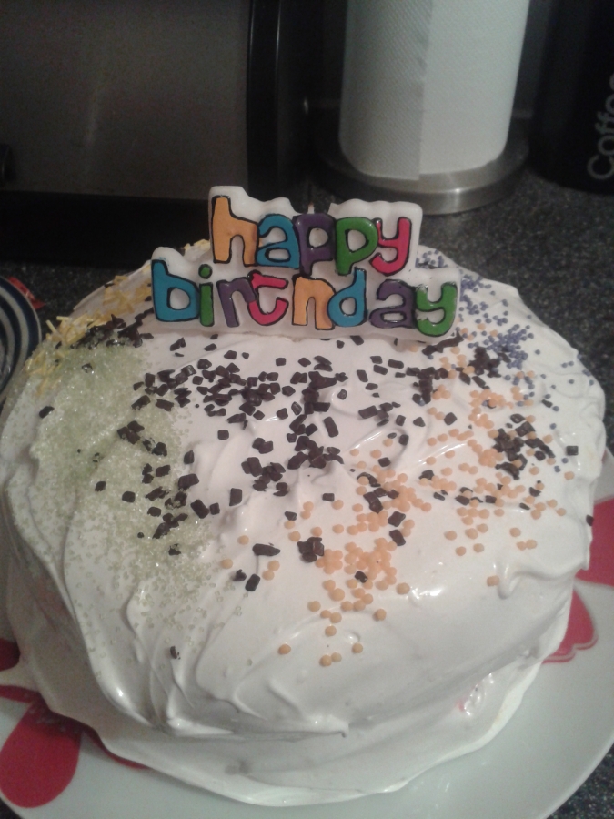 Birthday Cake with Marshmallow Icing